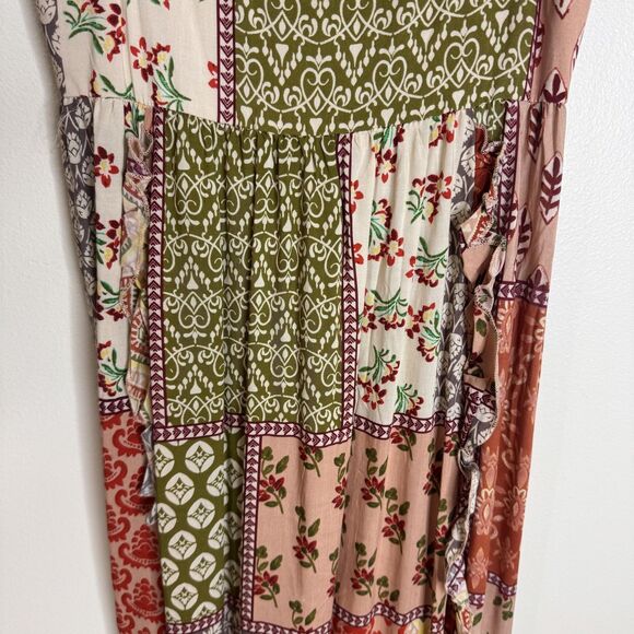 ATL The Label Dress Gypsiana ruffle ladies M Pink Boho Patchwork Maxi Rayon - Picture 5 of 15